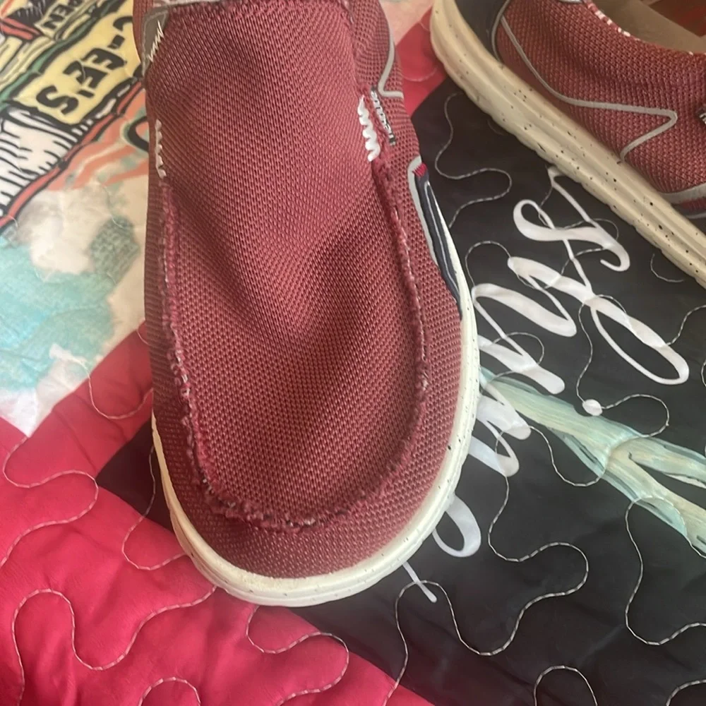 Hey Dude Men's Red Canvas Slip-On Sneakers
